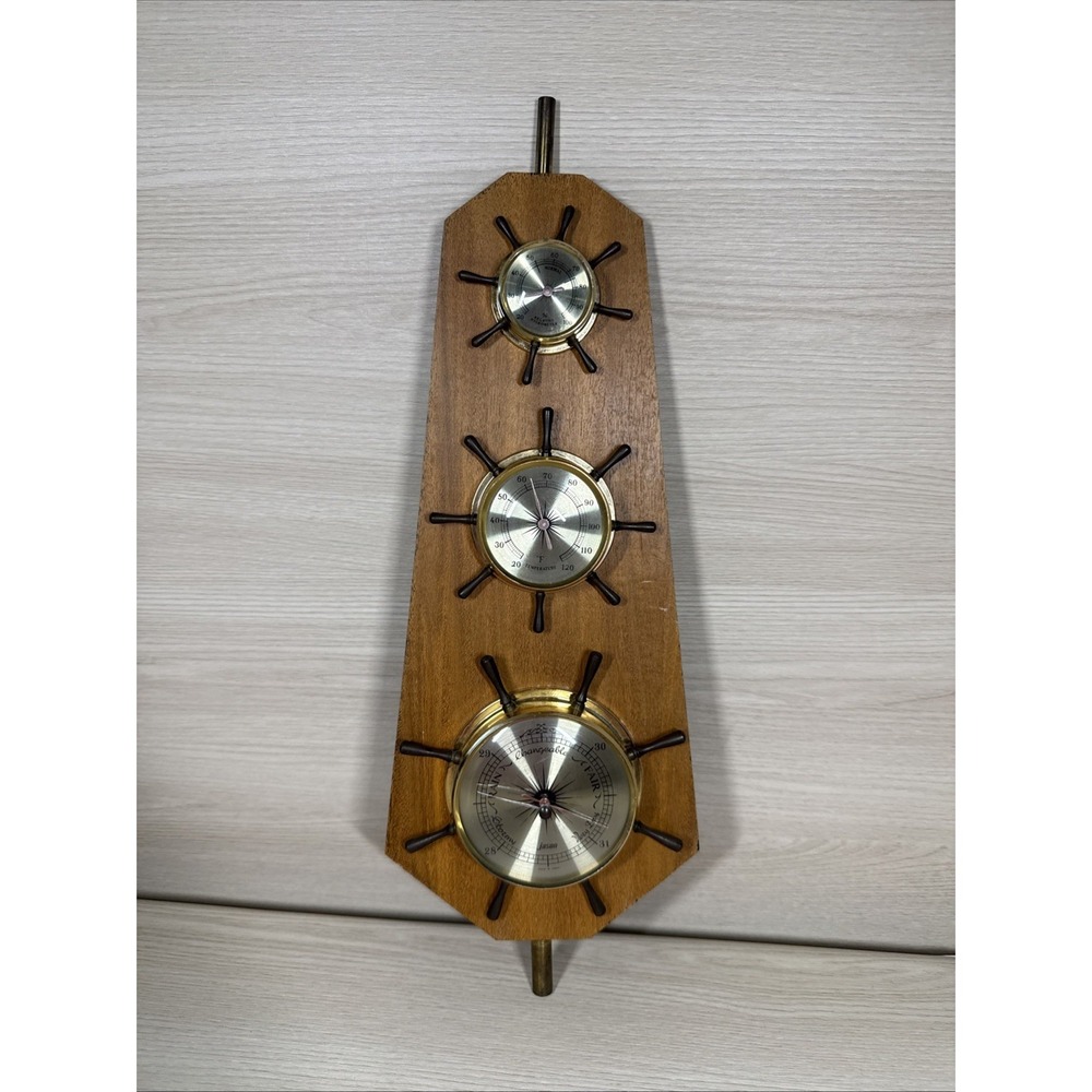 Vintage Jason Nautical Ship Wheel Weather Station